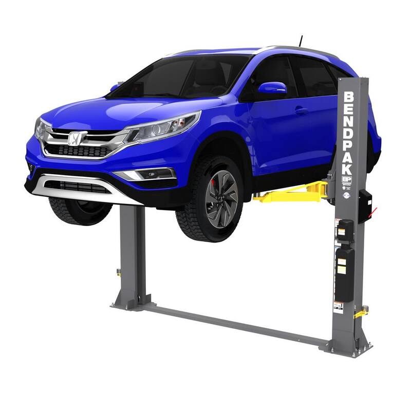 BENDPAK XPR-9TF 2 Post Car Lift with 9000 lb. Capacity, Floorplate, Chain-Over, Adjustable Width, Screw Pads - 5175308