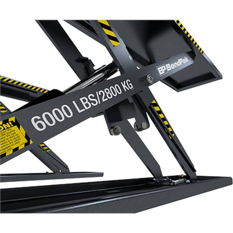 BENDPAK MDS-6EXF Mid-Rise Scissor Car Lift with 6000 lb. Capacity, Open Center & Extended Platform, 208-230V, 60 Hz, 1-Phase - 5175151