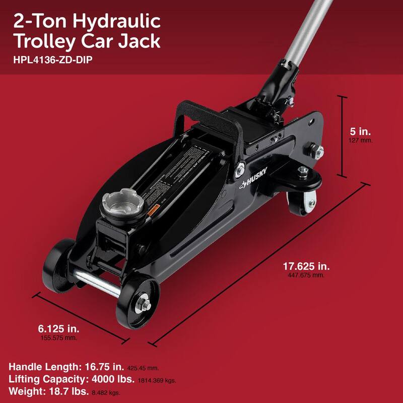 Husky 2-Ton Hydraulic Trolley Car Jack - HPL4136-VT