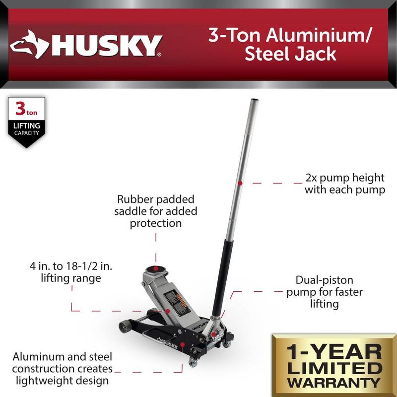 Husky 3-Ton Aluminum/Steel Car Jack - HPL4751