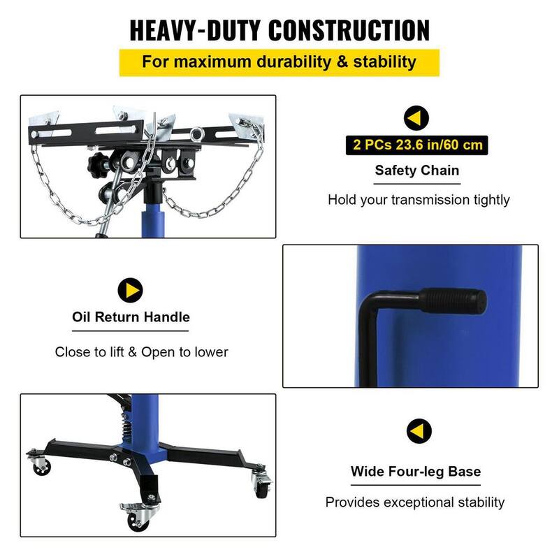VEVOR Transmission Jack 1100 lbs. Hydraulic Telescopic Floor Jack Stand 2-Stage w/ Foot Pedal 360-Degree Wheel for Garage Shop - MSDGYYCDQJ05T7RKDV0