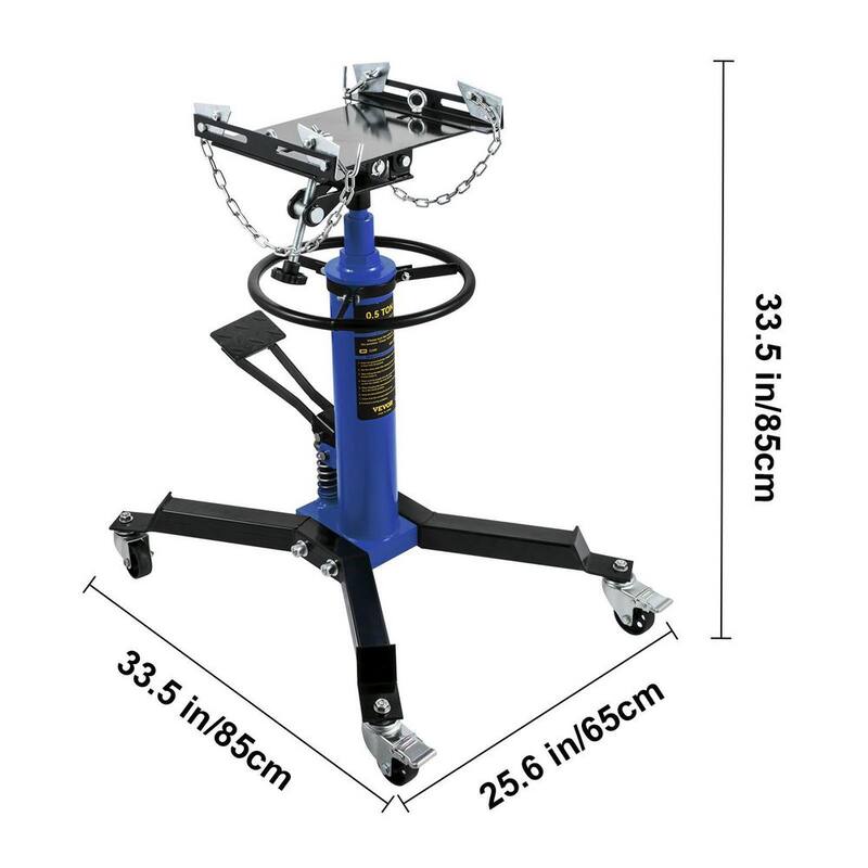 VEVOR Transmission Jack 1100 lbs. Hydraulic Telescopic Floor Jack Stand 2-Stage w/ Foot Pedal 360-Degree Wheel for Garage Shop - MSDGYYCDQJ05T7RKDV0