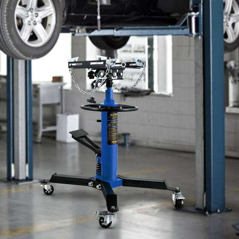 VEVOR Transmission Jack 1100 lbs. Hydraulic Telescopic Floor Jack Stand 2-Stage w/ Foot Pedal 360-Degree Wheel for Garage Shop - MSDGYYCDQJ05T7RKDV0