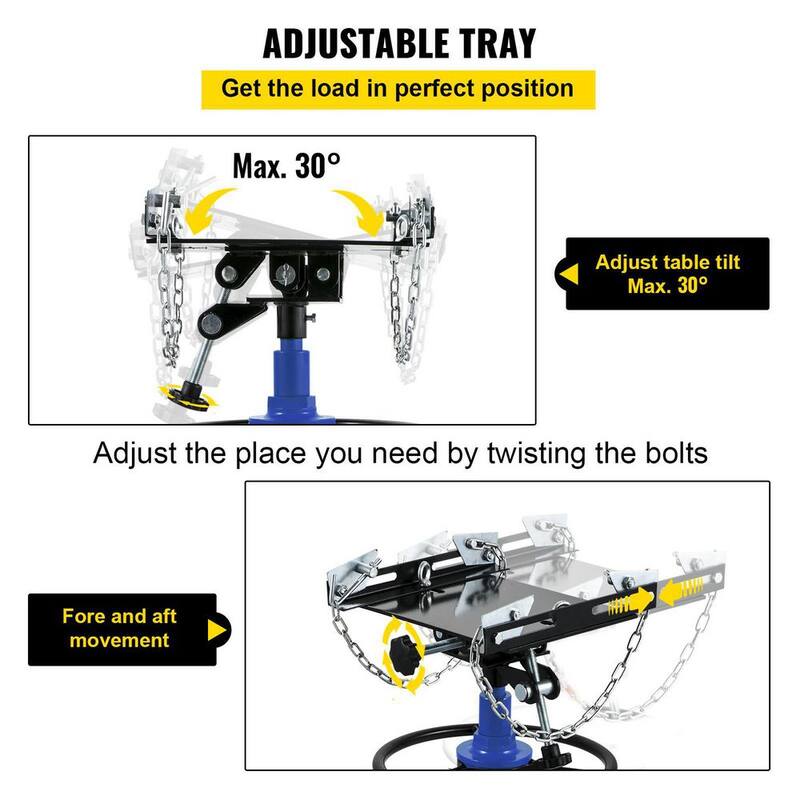 VEVOR Transmission Jack 1100 lbs. Hydraulic Telescopic Floor Jack Stand 2-Stage w/ Foot Pedal 360-Degree Wheel for Garage Shop - MSDGYYCDQJ05T7RKDV0