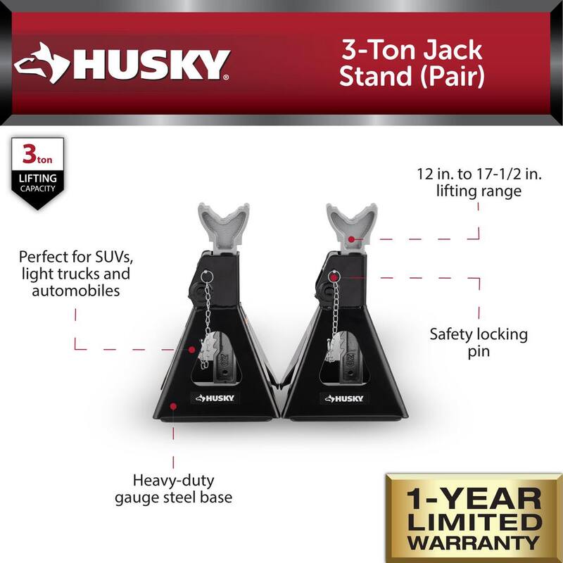 Husky 3-Ton Car Jack Stands - HPL4124-ZD