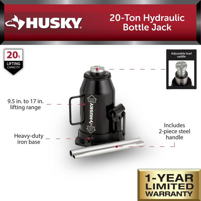Husky 20-Ton Hydraulic Bottle Car Jack - HPL20B