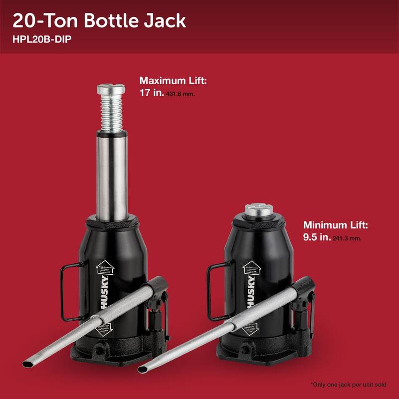 Husky 20-Ton Hydraulic Bottle Car Jack - HPL20B