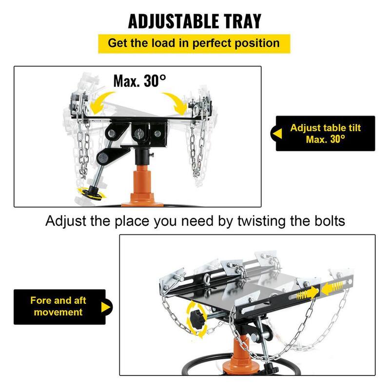 VEVOR Transmission Jack 1100 lbs. Hydraulic Telescopic Floor Jack 2-Stage Stand w/ Foot Pedal 360-Degree Wheel for Garage Shop - MSDGYYCDQJ05TZ25VV0
