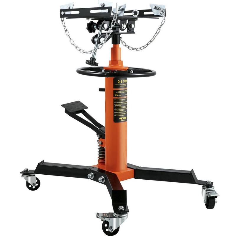 VEVOR Transmission Jack 1100 lbs. Hydraulic Telescopic Floor Jack 2-Stage Stand w/ Foot Pedal 360-Degree Wheel for Garage Shop - MSDGYYCDQJ05TZ25VV0