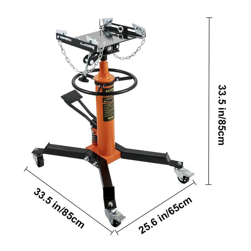 VEVOR Transmission Jack 1100 lbs. Hydraulic Telescopic Floor Jack 2-Stage Stand w/ Foot Pedal 360-Degree Wheel for Garage Shop - MSDGYYCDQJ05TZ25VV0