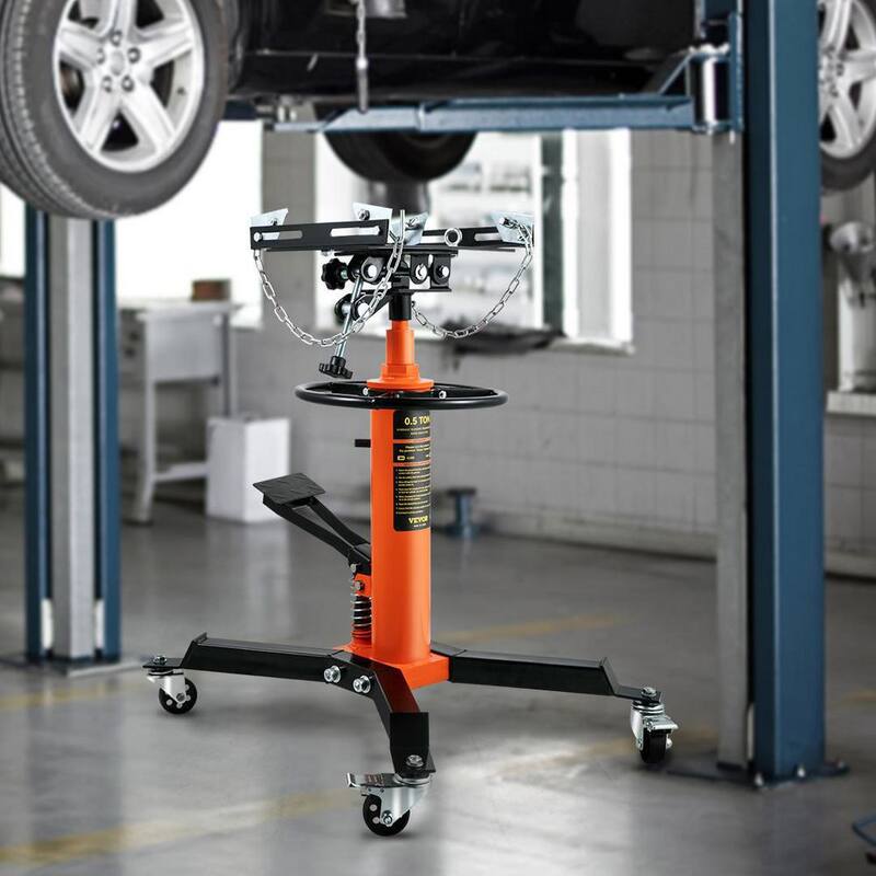 VEVOR Transmission Jack 1100 lbs. Hydraulic Telescopic Floor Jack 2-Stage Stand w/ Foot Pedal 360-Degree Wheel for Garage Shop - MSDGYYCDQJ05TZ25VV0