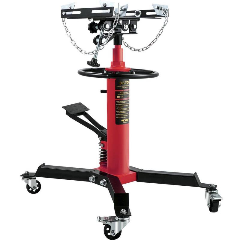 VEVOR 1322 lbs. Transmission Jack Hydraulic Telescopic Floor Jack 2-Stage Stand with Foot Pedal 360° Wheel for Garage Shop - MSYYCD1660LBSAD7VV0