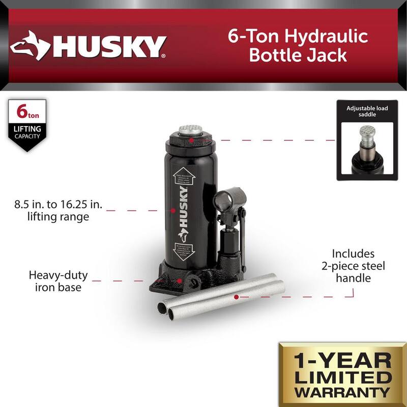 Husky 6-Ton Hydraulic Bottle Car Jack - HPL6B