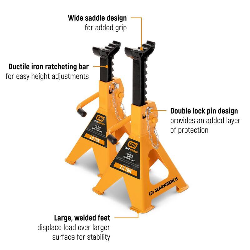GEARWRENCH 12-Ton Ratcheting Jack Stands (2-Piece) - GWJS12T