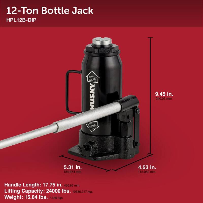 Husky 12-Ton Hydraulic Bottle Car Jack - HPL12B