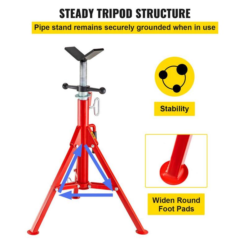 VEVOR V Head Pipe Stand Adjustable Height 28 in. to 52 in. 2500 lbs. Pipe Jack Stand 1/8 to 12 in. Welding Pipe Stand - GJ1107GJ000000001V0