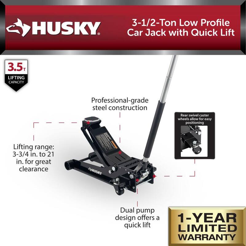 Husky 3-1/2-Ton Low Profile Car Jack with Quick Lift - HD4795-DIP