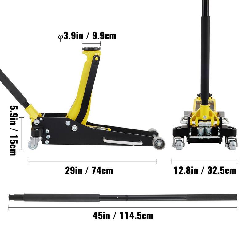 VEVOR Floor Jack 6600 lbs. Low Profile Racing Floor Jack with Dual Pistons Quick Lift Pump Lifting 3-6/11 in. to 19-11/16 in. - SGWSQJDLTSG3T41DVV0