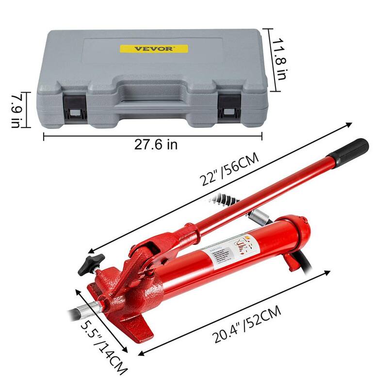VEVOR 12-Ton Porta Power Kit 55.1 in. Oil Hose Hydraulic Jack Ram 5.3 in. Lifting Height Autobody Frame Repair Tools - GJ2M12TYYFLD00001V0