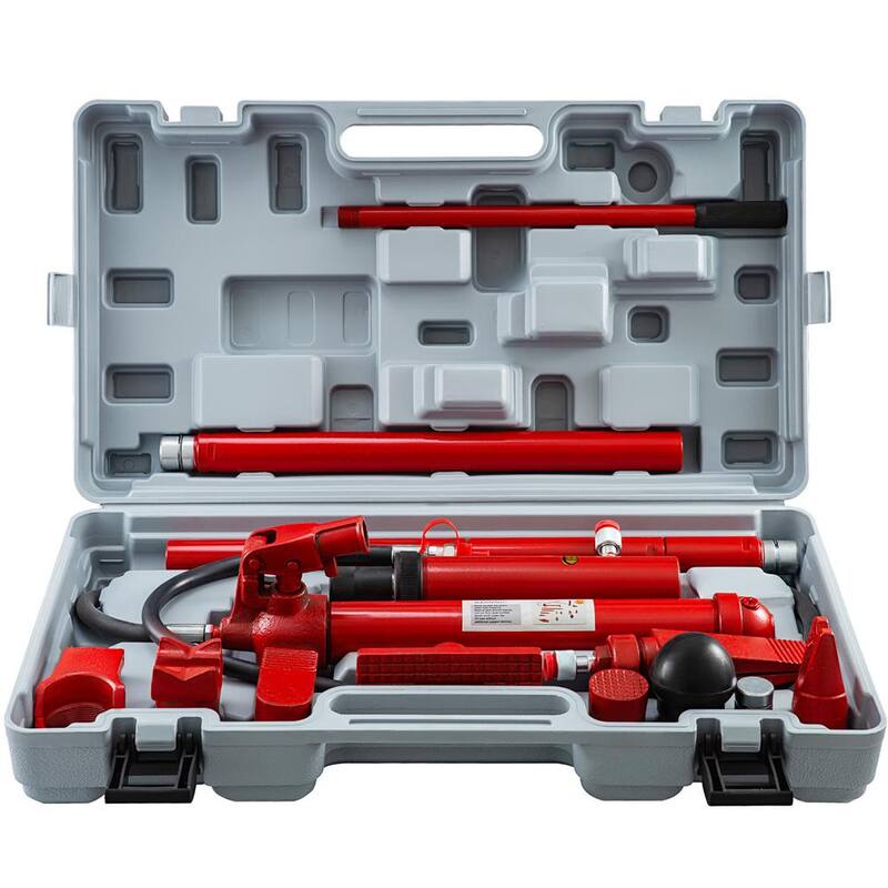 VEVOR 12-Ton Porta Power Kit 55.1 in. Oil Hose Hydraulic Jack Ram 5.3 in. Lifting Height Autobody Frame Repair Tools - GJ2M12TYYFLD00001V0