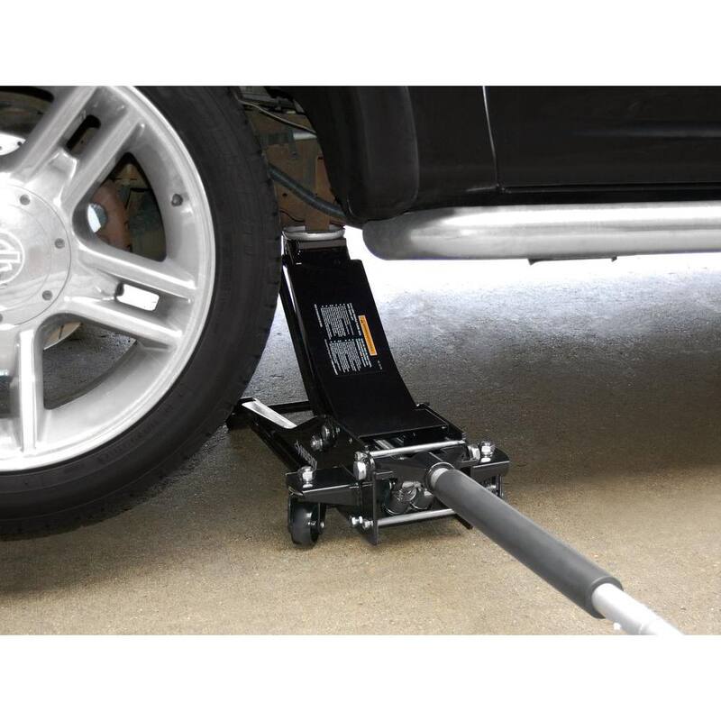 Husky 3-Ton Low Profile Car Jack with Quick Lift with 12 in. 4 Pocket Zippered Tool Bag - HD0012060012-BD