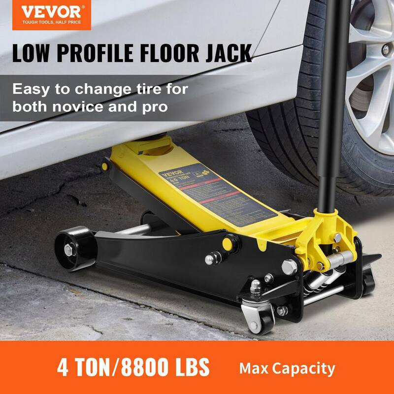 VEVOR Floor Jack 4 Ton Low Profile Floor Jack, Heavy-duty Steel Racing Floor Jack Lifting Range 3.35in.-19.69in. - SGWSQJDTZSG4TQQ3LV0