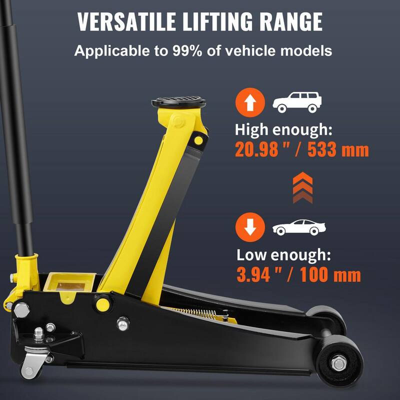 VEVOR Floor Jack 4 Ton Low Profile Floor Jack, Heavy-duty Steel Racing Floor Jack Lifting Range 3.35in.-19.69in. - SGWSQJDTZSG4TQQ3LV0