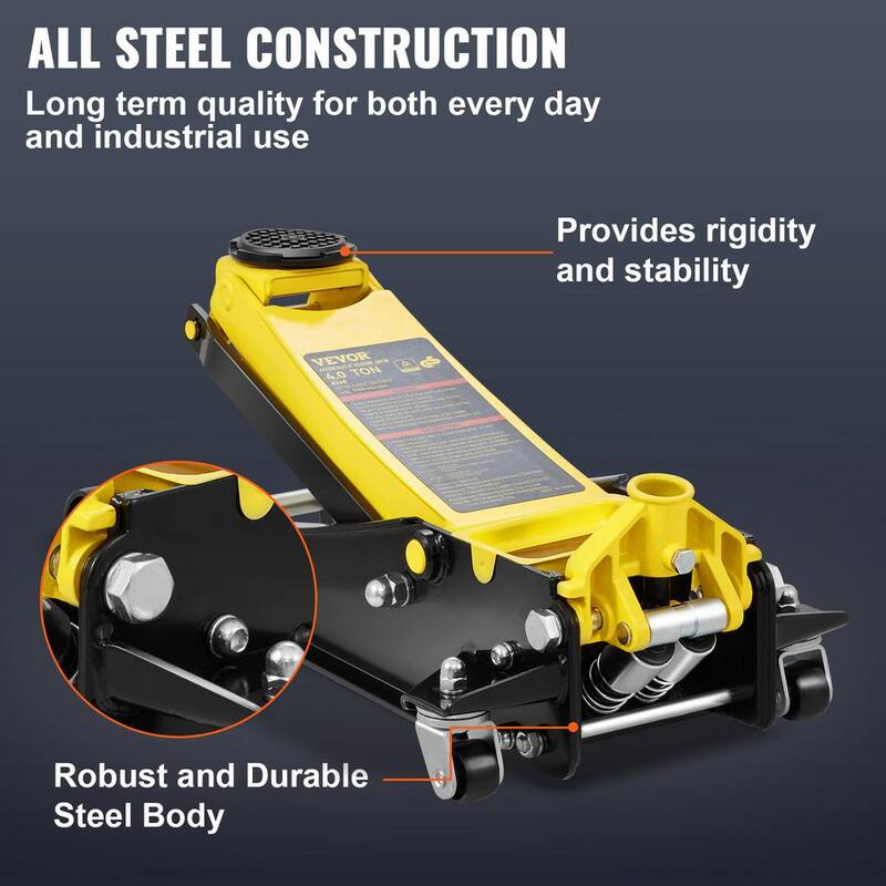 VEVOR Floor Jack 4 Ton Low Profile Floor Jack, Heavy-duty Steel Racing Floor Jack Lifting Range 3.35in.-19.69in. - SGWSQJDTZSG4TQQ3LV0