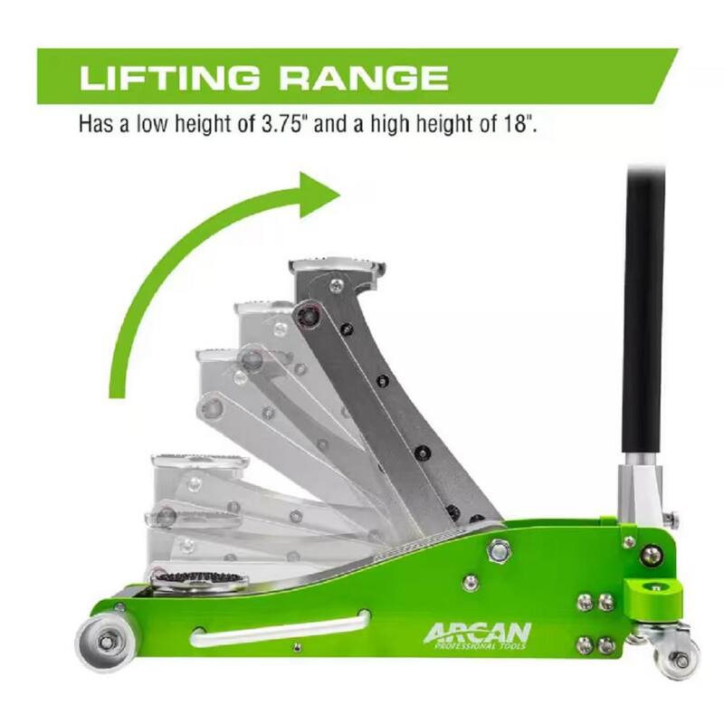 Arcan 3-Ton Lightweight Aluminum Floor and Car Jack with Quick Rise - A20018