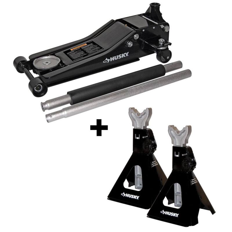Husky 3-Ton Low Profile Car Jack with Quick Lift and Jack Stands - HD00120-BD