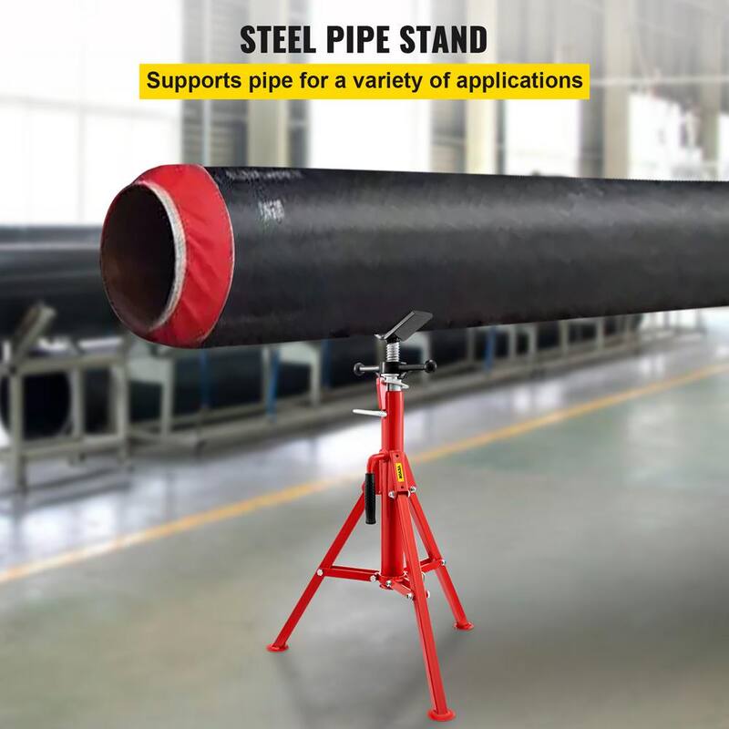 VEVOR V Head Pipe Stand 24 in. to 42 in. Adjustable Height Steel Pipe Jack Stands 2500 lbs. Load for 1/8 in. to 12 in. Pipe - GJ1107BGJ-VX00001V0