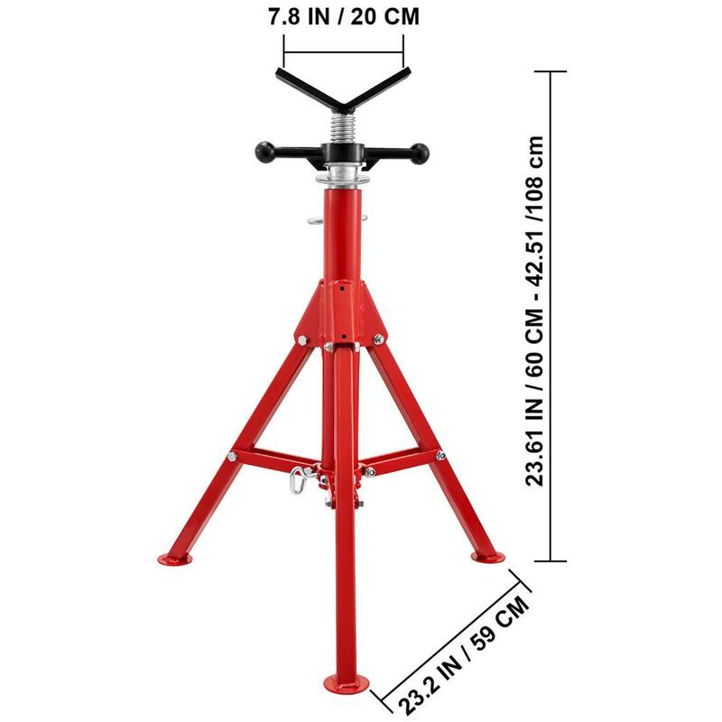 VEVOR V Head Pipe Stand 24 in. to 42 in. Adjustable Height Steel Pipe Jack Stands 2500 lbs. Load for 1/8 in. to 12 in. Pipe - GJ1107BGJ-VX00001V0