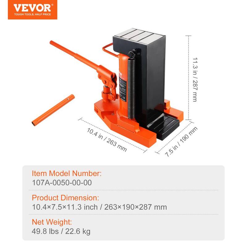 VEVOR Hydraulic Toe Jack 5 Ton On Toe Toe Jack Lift 10 Ton On Top Lift Capacity Machine Jack 0.8-6.8 in. Toe Height - JZQJDWQBKXZ5B0XAJV0