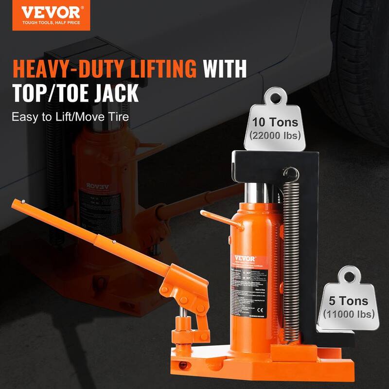 VEVOR Hydraulic Toe Jack 5 Ton On Toe Toe Jack Lift 10 Ton On Top Lift Capacity Machine Jack 0.8-6.8 in. Toe Height - JZQJDWQBKXZ5B0XAJV0