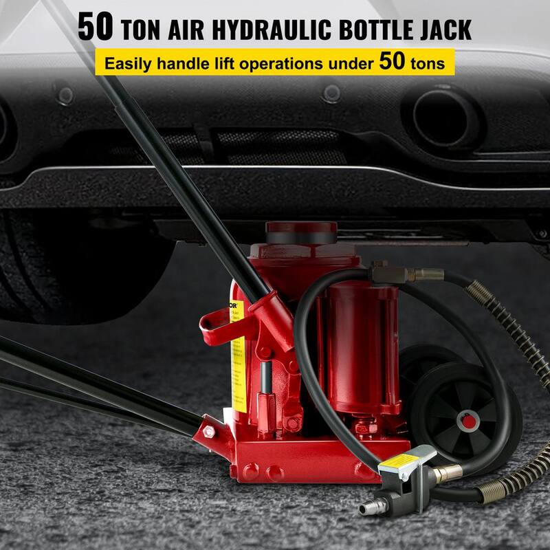 VEVOR 110231 lbs. 50-Ton Bottle Air Hydraulic Bottle Jack Rugged Steel Construction Heavy-Duty Air Jack - QJD50TSTSYYGS0001V0