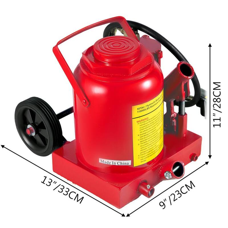 VEVOR 110231 lbs. 50-Ton Bottle Air Hydraulic Bottle Jack Rugged Steel Construction Heavy-Duty Air Jack - QJD50TSTSYYGS0001V0
