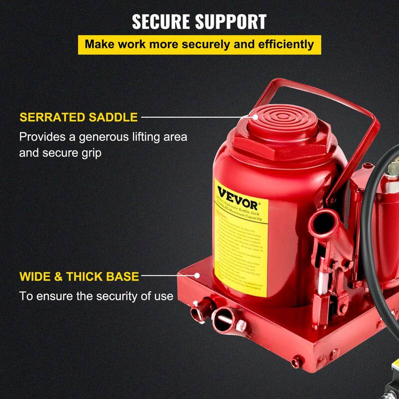 VEVOR 110231 lbs. 50-Ton Bottle Air Hydraulic Bottle Jack Rugged Steel Construction Heavy-Duty Air Jack - QJD50TSTSYYGS0001V0