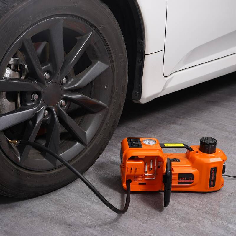 VEVOR 5-Ton 11023 lbs. Electric Hydraulic Jack Car Floor Jack 12V Lift Up To 17.7 in. Height with Built-in Tire Inflator Pump - DDYYQJDTJDWC5G95XV9