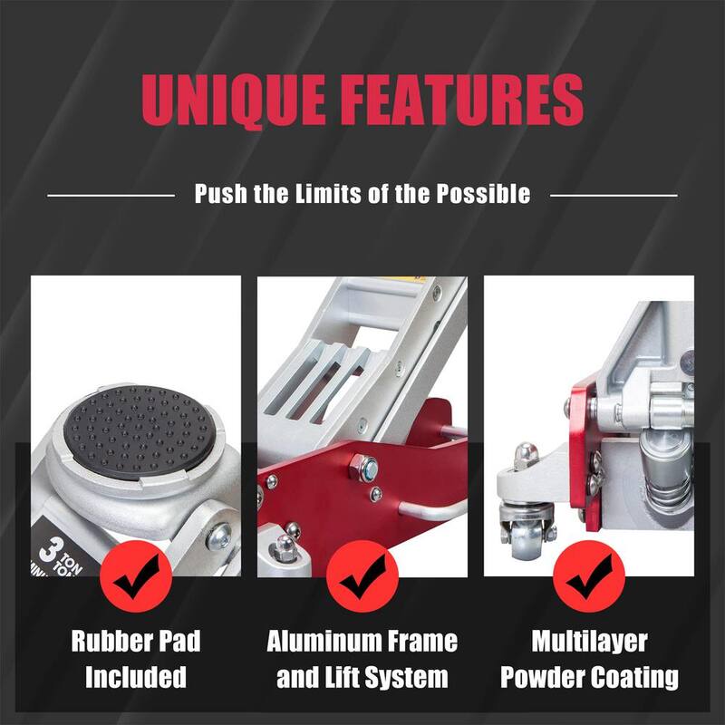 Big Red 3-Ton Low-Profile Aluminum Floor Jack with Dual Piston Speedy Lift - AT830003XLR