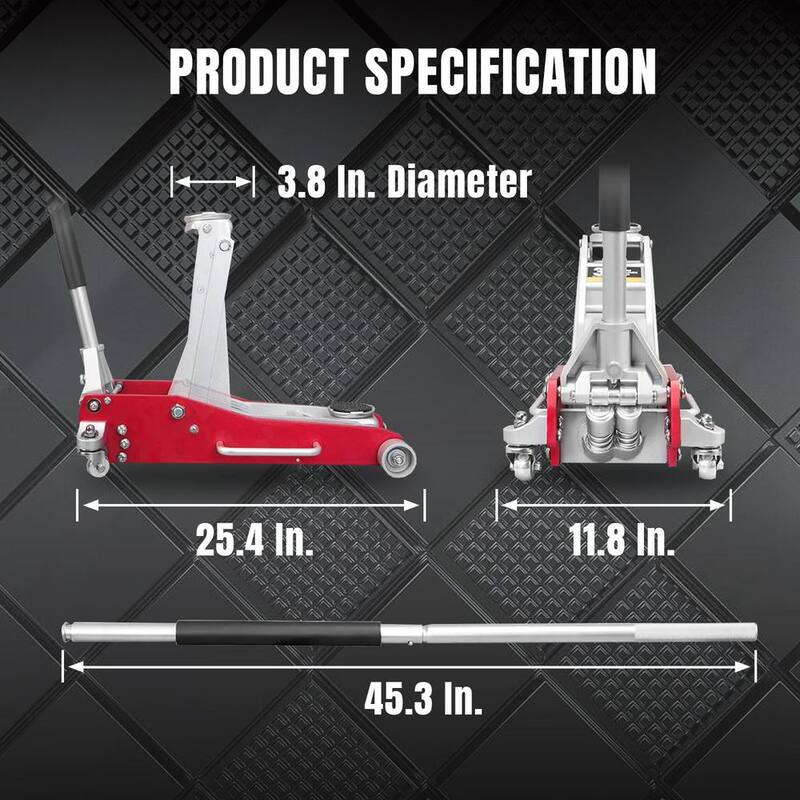 Big Red 3-Ton Low-Profile Aluminum Floor Jack with Dual Piston Speedy Lift - AT830003XLR