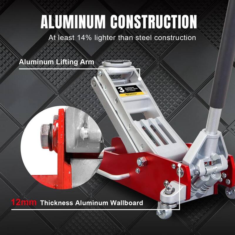 Big Red 3-Ton Low-Profile Aluminum Floor Jack with Dual Piston Speedy Lift - AT830003XLR