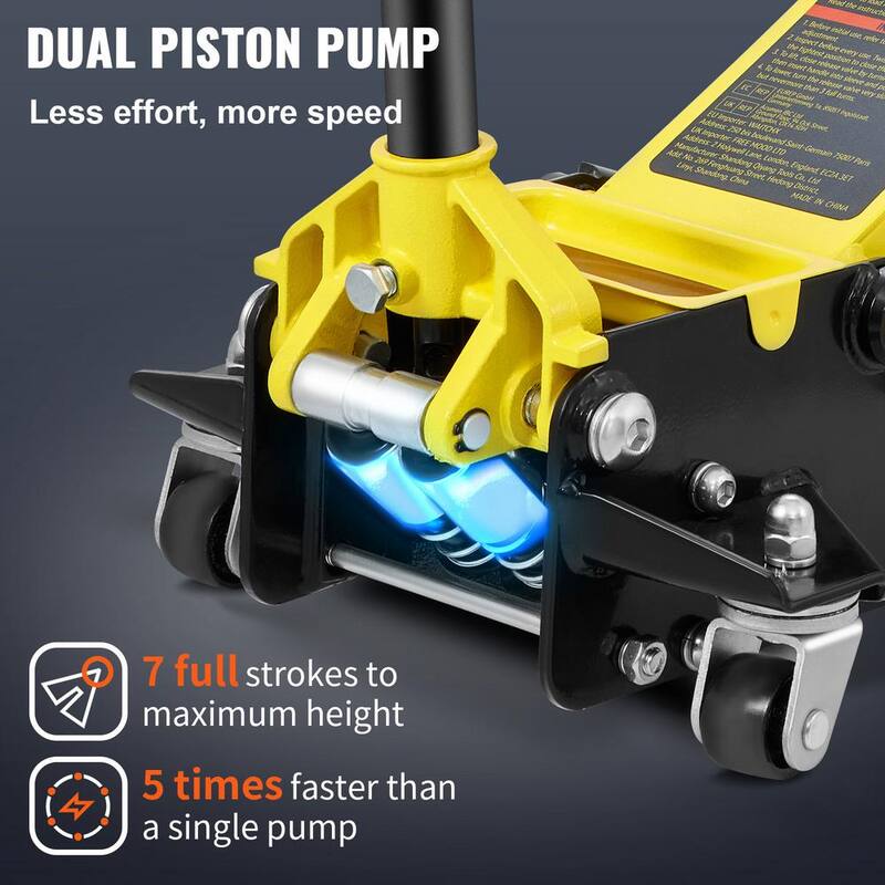 VEVOR Floor Jack 3 Ton Low Profile Floor Jack Heavy-duty Steel Racing Floor Jack with Dual Pistons Quick Lift Pump - SGWSQJDTZSG3T59SHV0