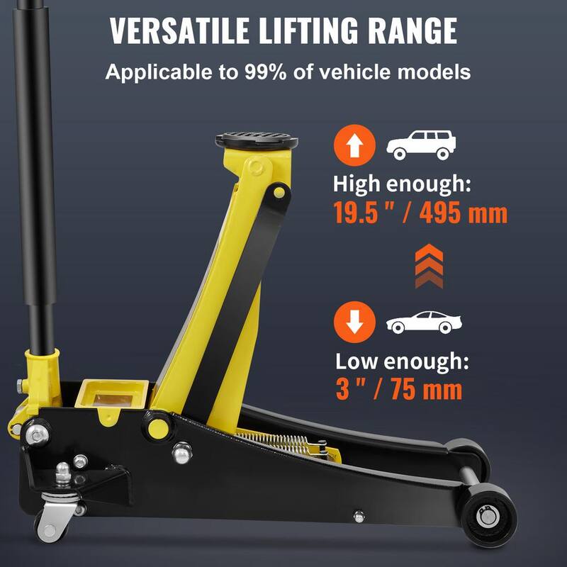 VEVOR Floor Jack 3 Ton Low Profile Floor Jack Heavy-duty Steel Racing Floor Jack with Dual Pistons Quick Lift Pump - SGWSQJDTZSG3T59SHV0