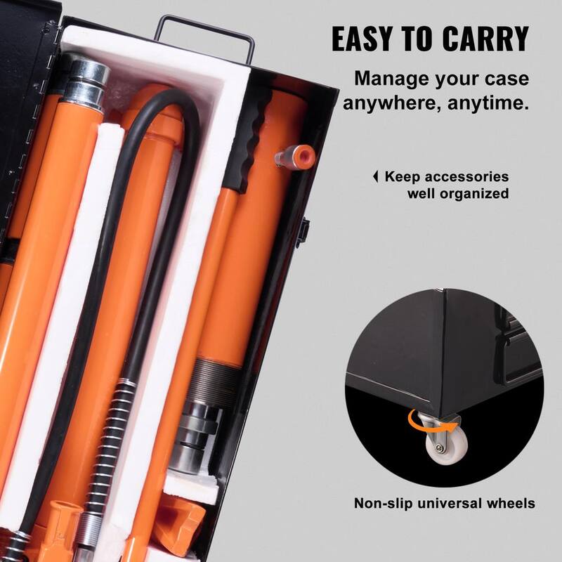 VEVOR 20 Ton Porta Power Hydraulic Jack Kit 44000 Lbs. Load Body Repair Tool with 4.6 ft. Oil Hose Carry Case for Automotive - FLDTJHSD20TPUKYSUV0