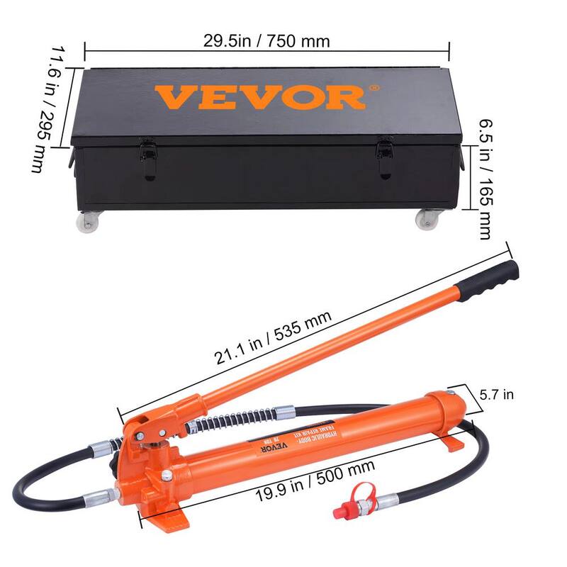 VEVOR 20 Ton Porta Power Hydraulic Jack Kit 44000 Lbs. Load Body Repair Tool with 4.6 ft. Oil Hose Carry Case for Automotive - FLDTJHSD20TPUKYSUV0