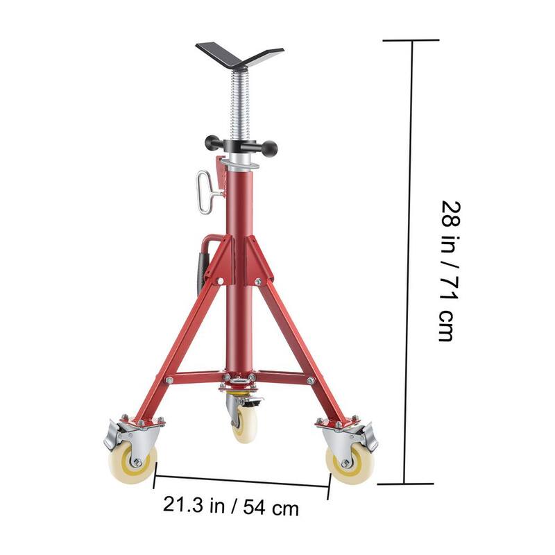 VEVOR 28 in. to 52 in. Pipe Jack Stand 882 lbs. Load Folding V Head Pipe Stand with lockable Casters for 1/8 to 12 in. pipes - GJGJXDL1107AV65OSV0