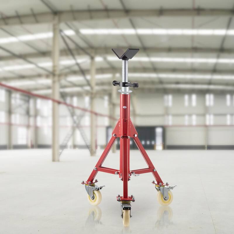 VEVOR 28 in. to 52 in. Pipe Jack Stand 882 lbs. Load Folding V Head Pipe Stand with lockable Casters for 1/8 to 12 in. pipes - GJGJXDL1107AV65OSV0