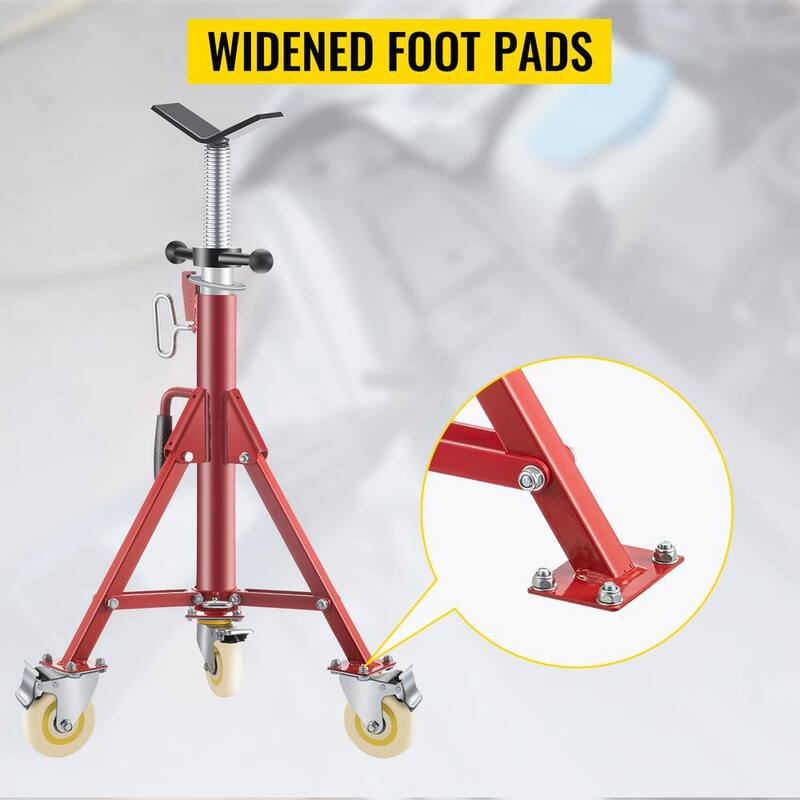 VEVOR 28 in. to 52 in. Pipe Jack Stand 882 lbs. Load Folding V Head Pipe Stand with lockable Casters for 1/8 to 12 in. pipes - GJGJXDL1107AV65OSV0