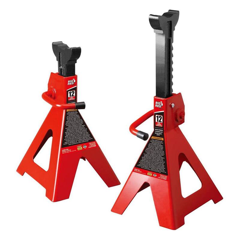 Big Red 12-Ton Heavy-Duty Jack Stands (2 Pack) - T412002
