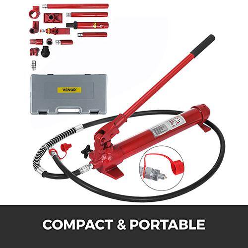 VEVOR 10-Ton Porta Power Kit 55.1 in. Oil Hose Hydraulic Car Jack Ram Autobody Frame Repair Tools - GJ2M10TYYFLD00001V0